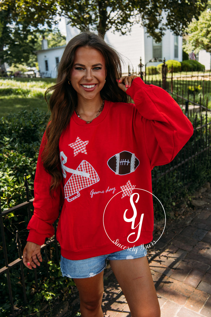 Gameday Patchwork Crewneck - Red