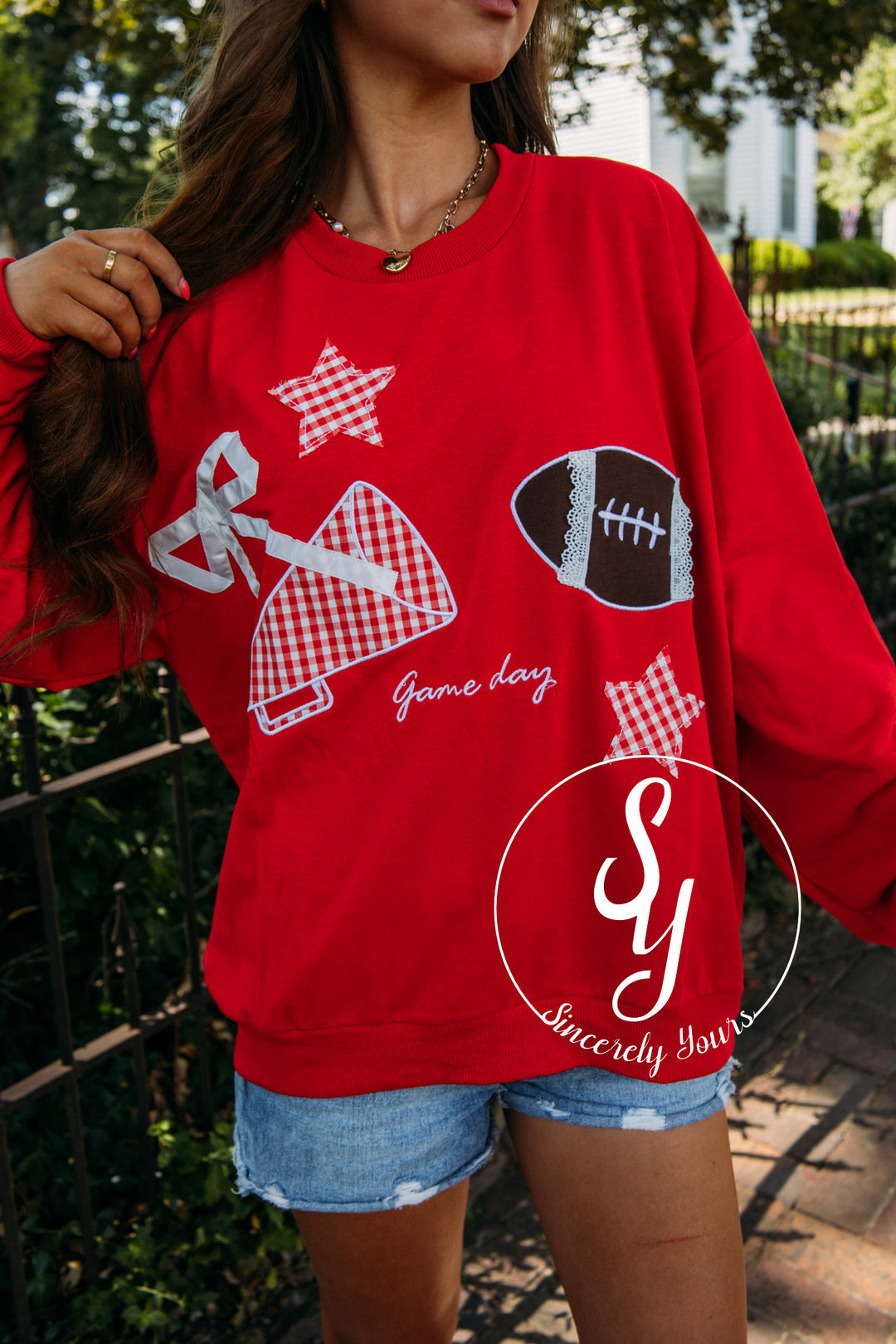 Gameday Patchwork Crewneck - Red
