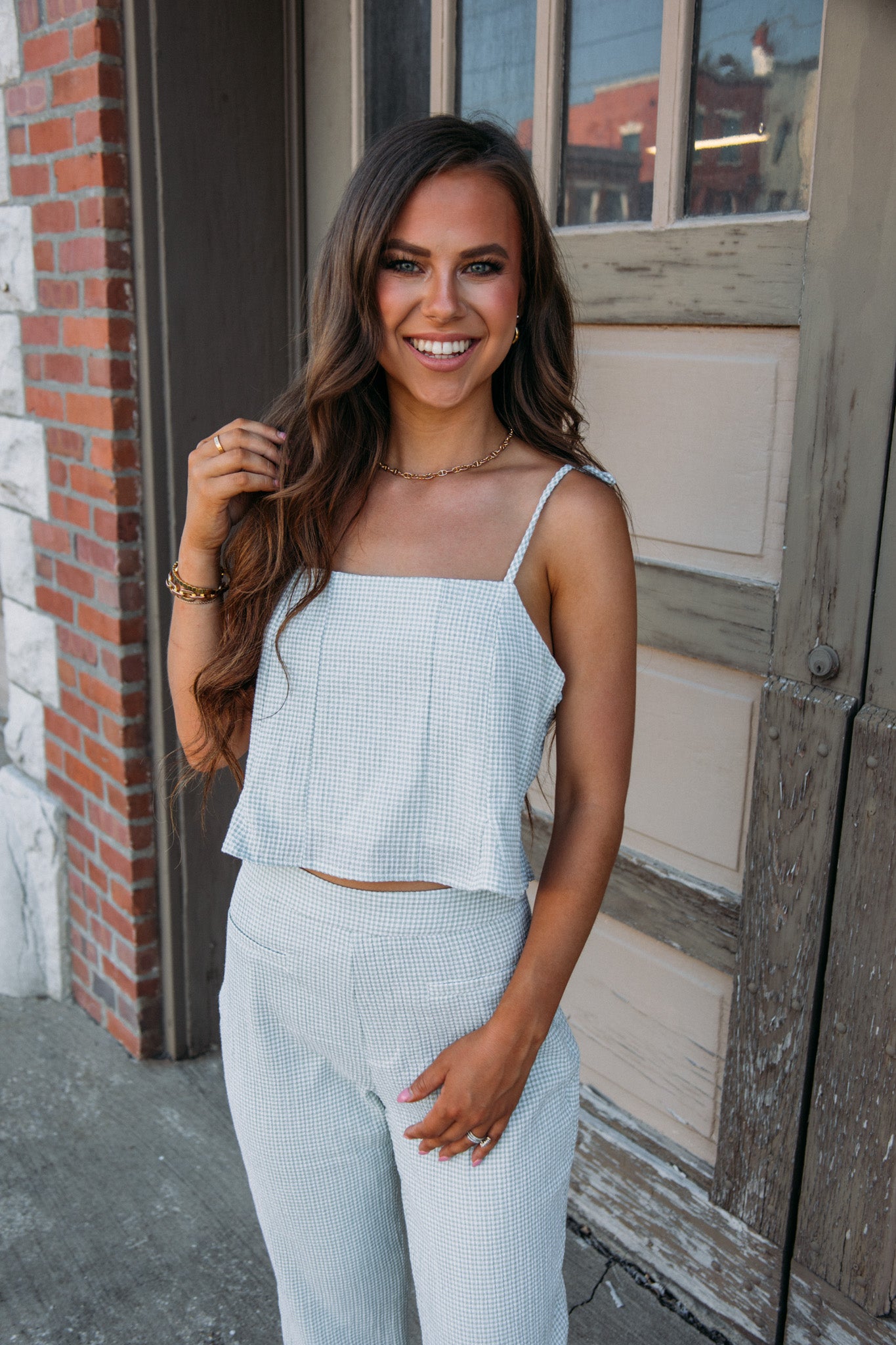 Check Mate Crop Top -Green