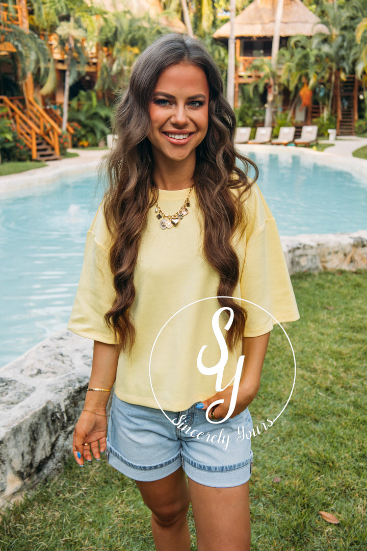 Sunny Days Ahead Top- Creamy Yellow