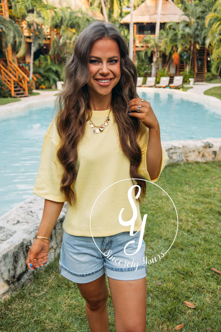 Sunny Days Ahead Top- Creamy Yellow