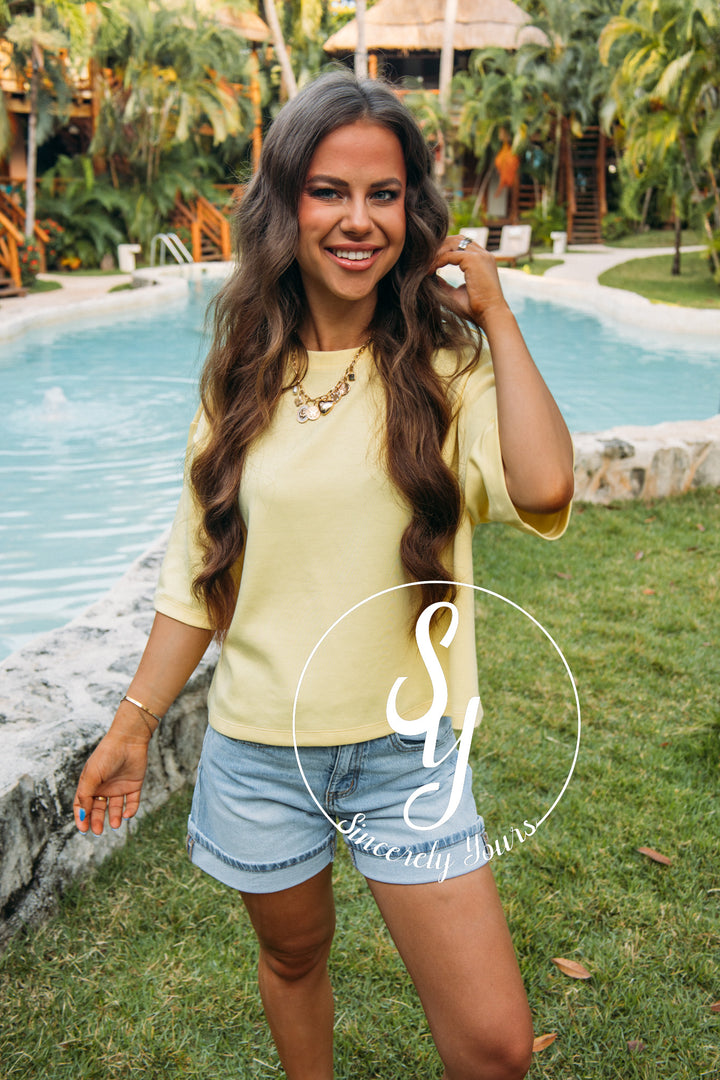 Sunny Days Ahead Top- Creamy Yellow