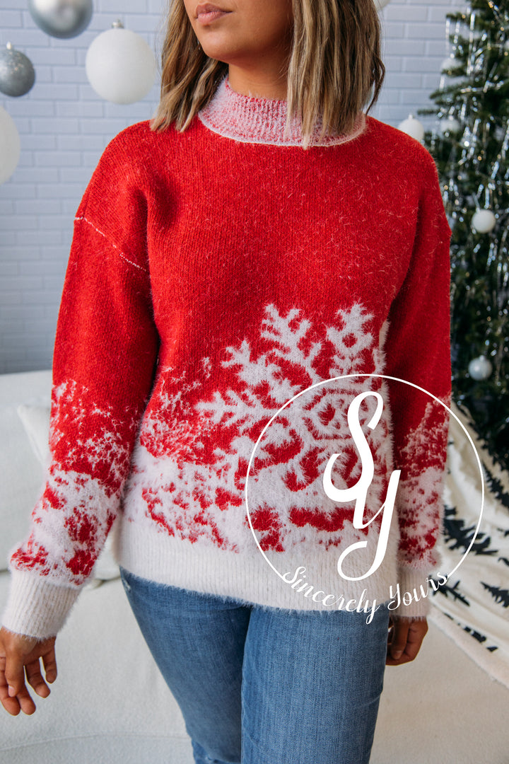 Snowflake Sweater - Red/Ivory