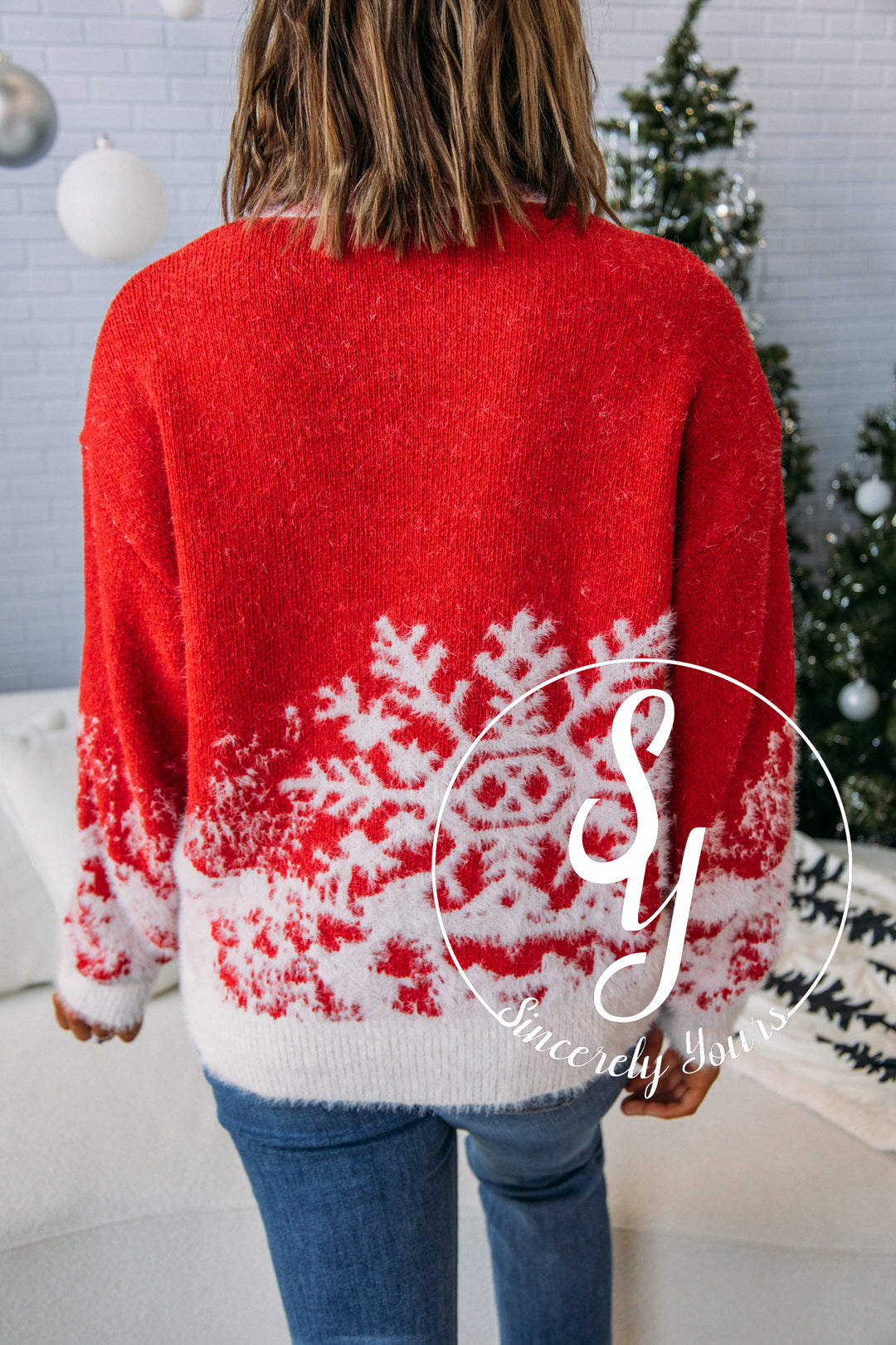 Snowflake Sweater - Red/Ivory