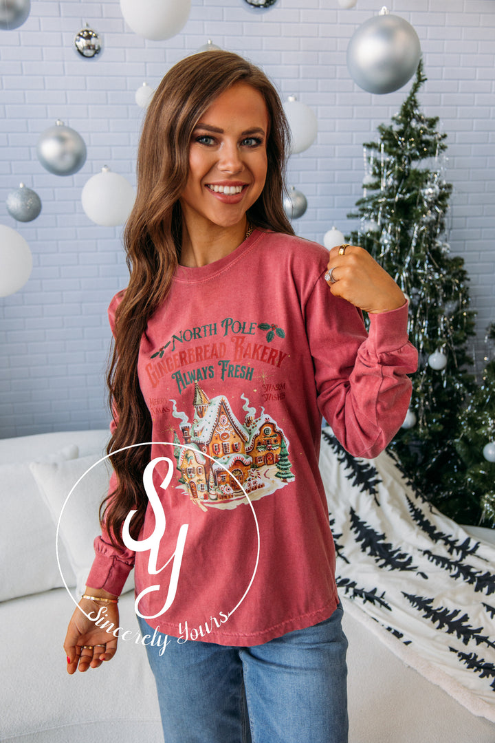 Bakery Longsleeve Tee - Crimson