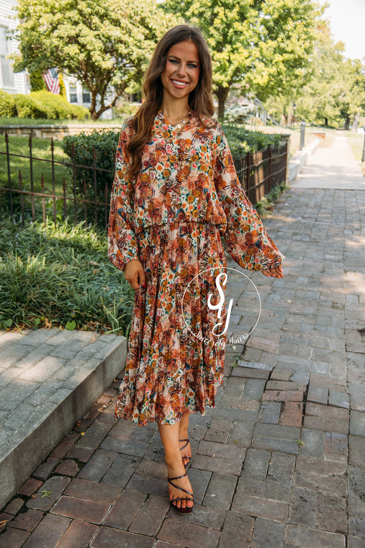Garden Floral Skirt-Taupe