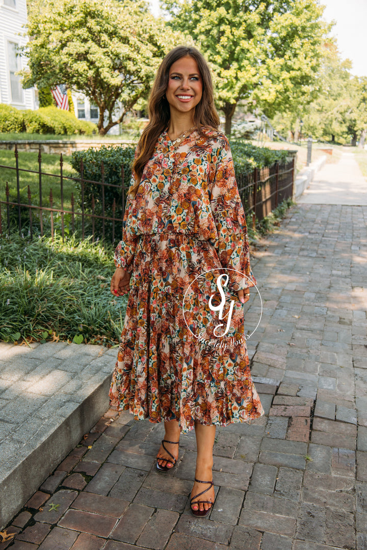 Garden Floral Skirt-Taupe