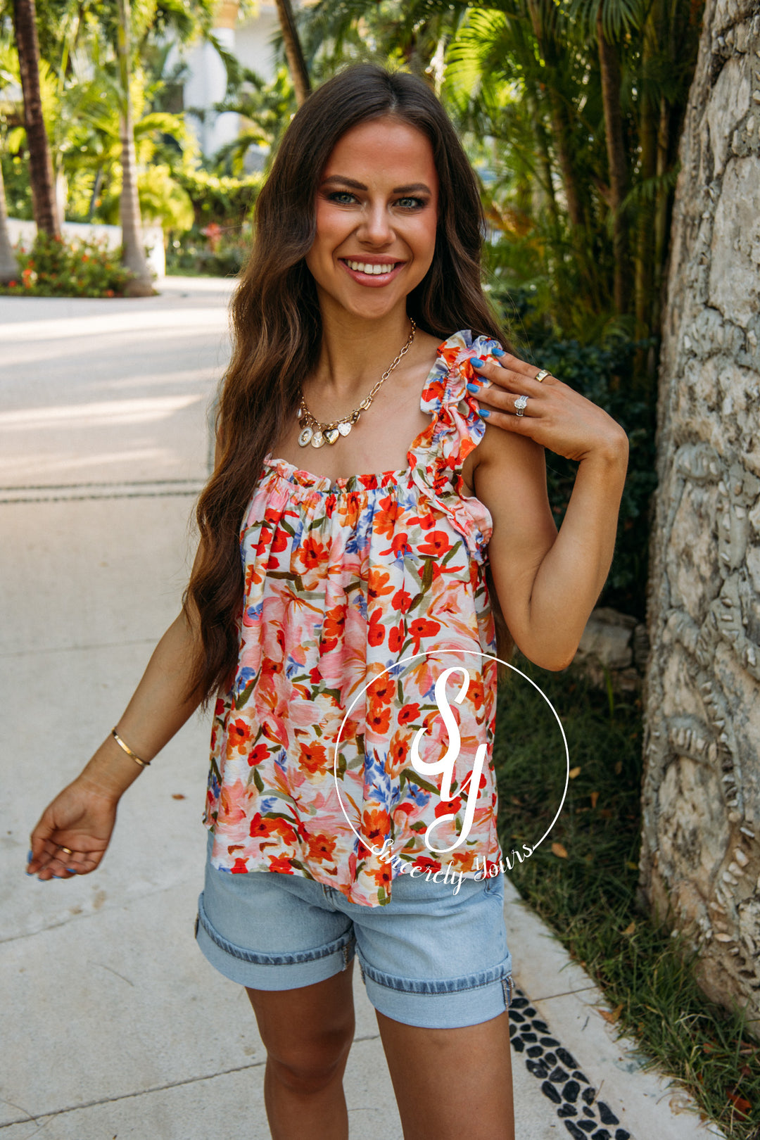 Garden Gorgeous Top- Dark Orange