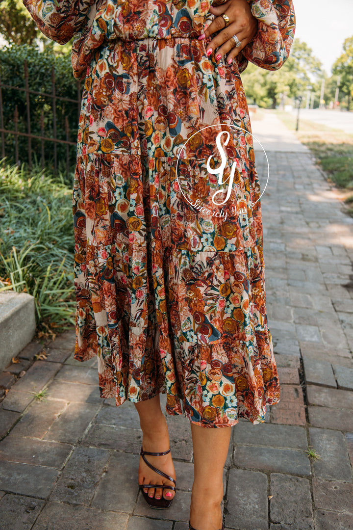 Garden Floral Skirt-Taupe