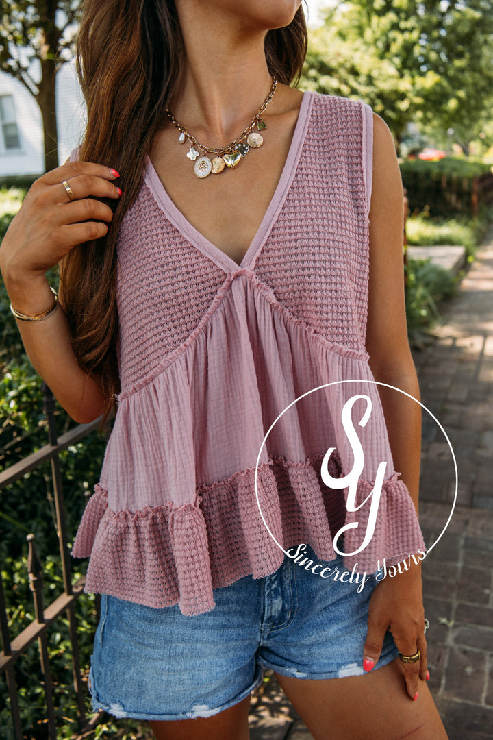 Go With It Tank - Dusty Rose