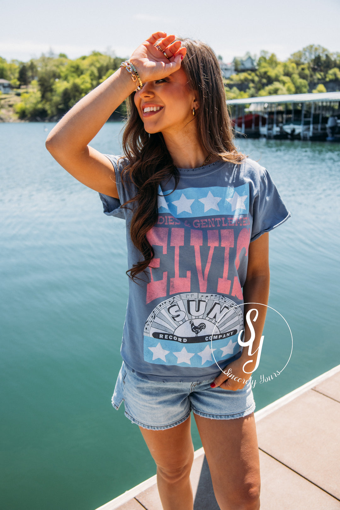 Licensed Elvis X Sun Records Tee -Vintage Blue