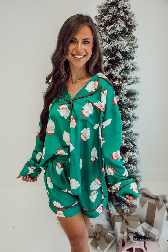 Santa Satin Pajama Set - Green