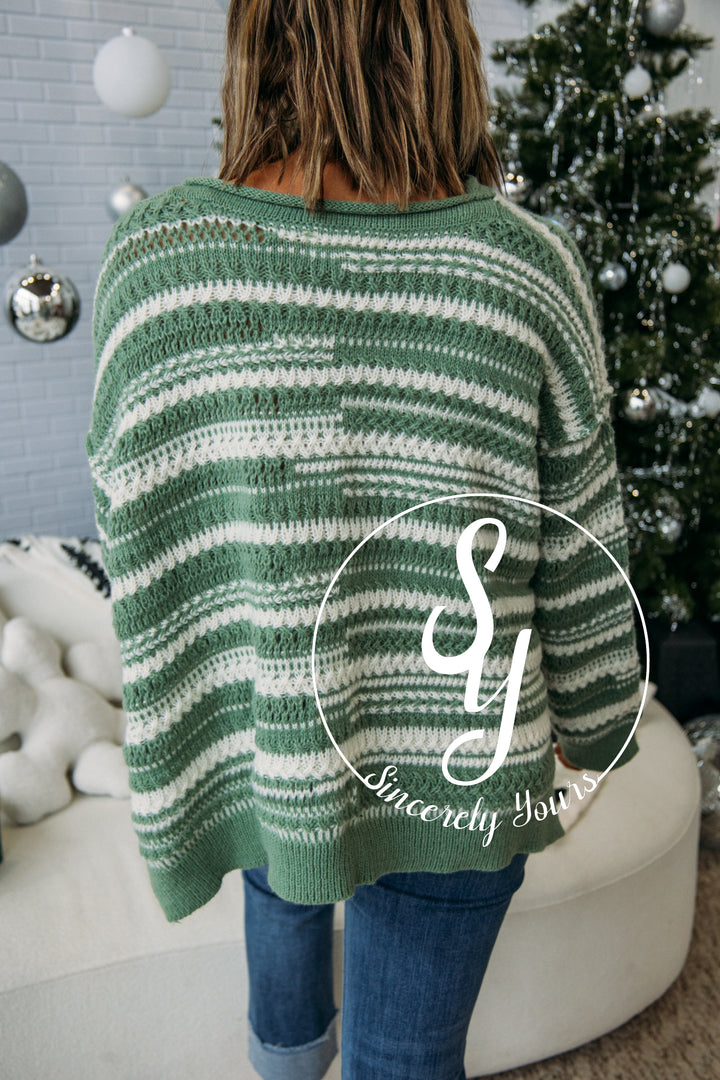 Year After Year Sweater - Green/White