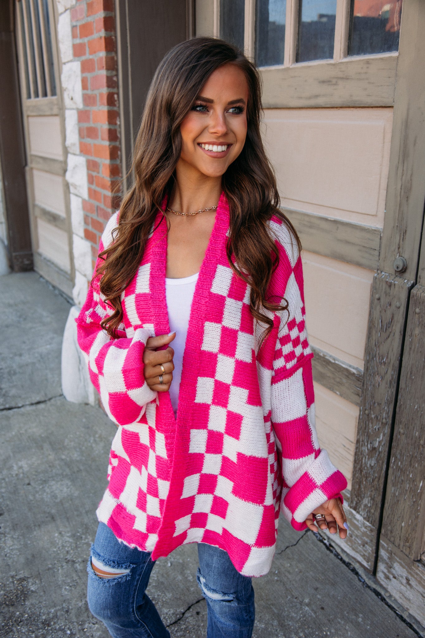 On the Block Cardigan - Hot Pink
