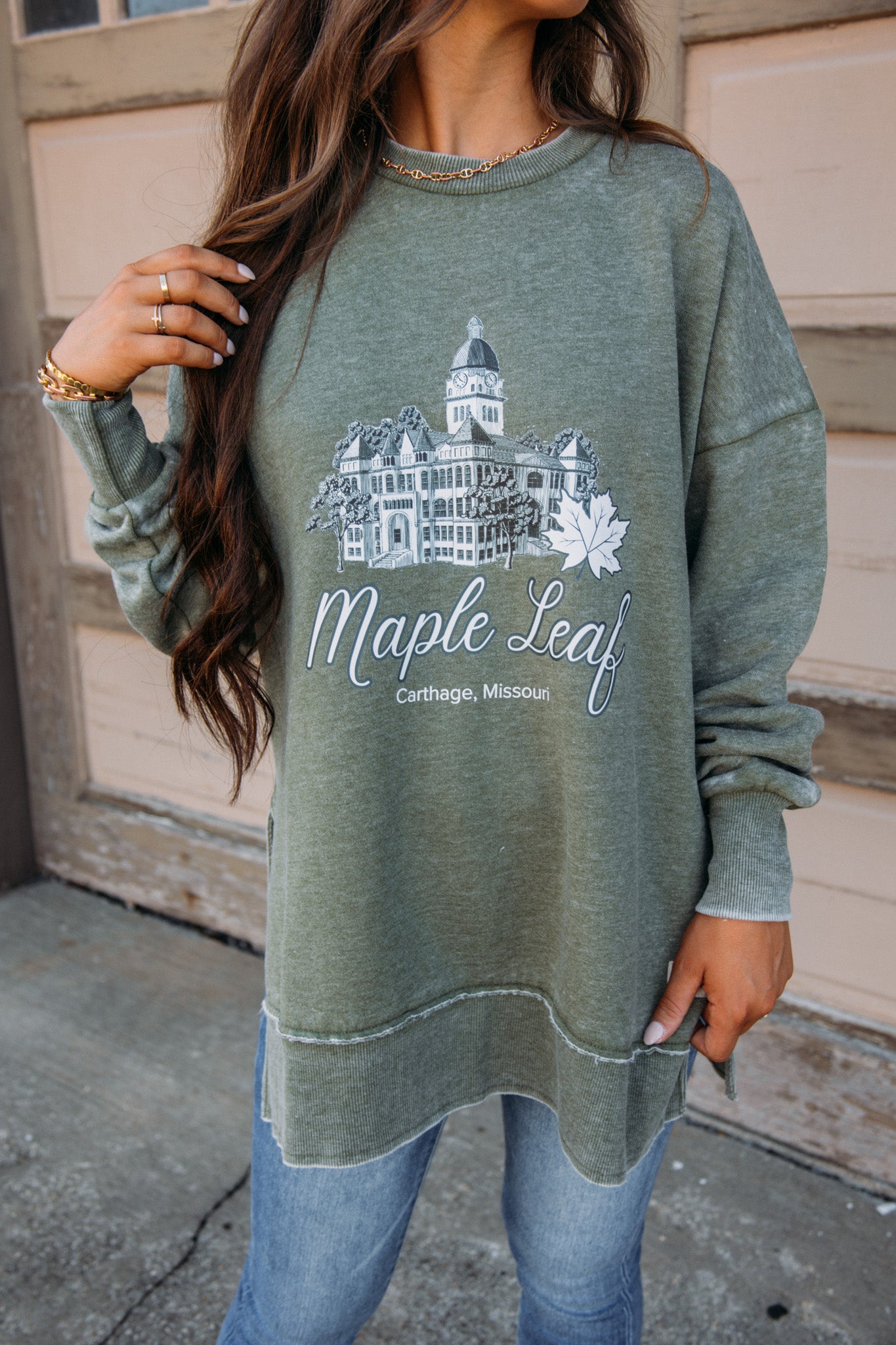 Maple Leaf Crewneck - Olive