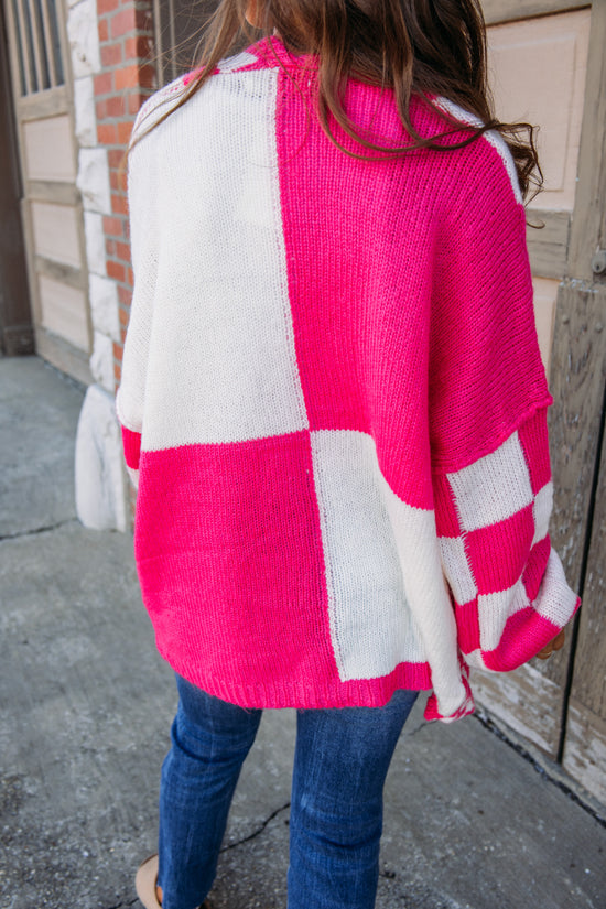 On the Block Cardigan - Hot Pink