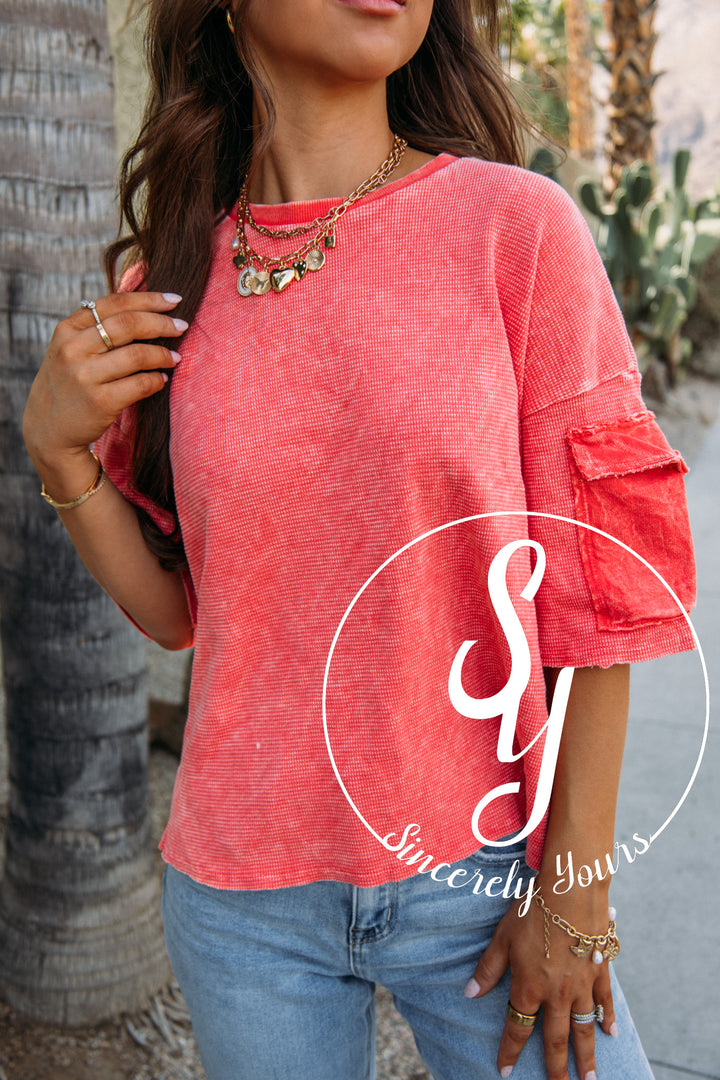 Cheers To Happiness Top- Orange Red