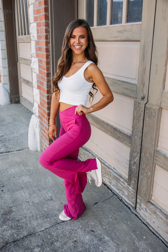 Weekend Casual Yoga Pants- Raspberry
