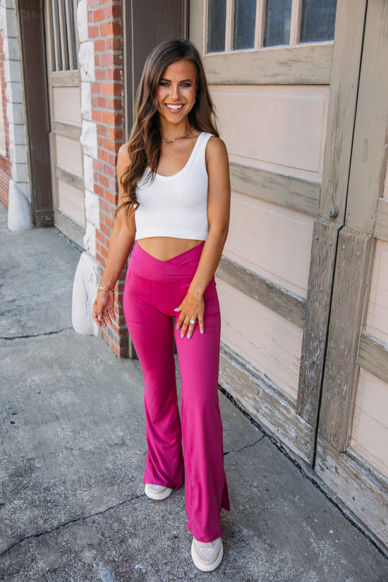 Weekend Casual Yoga Pants- Raspberry