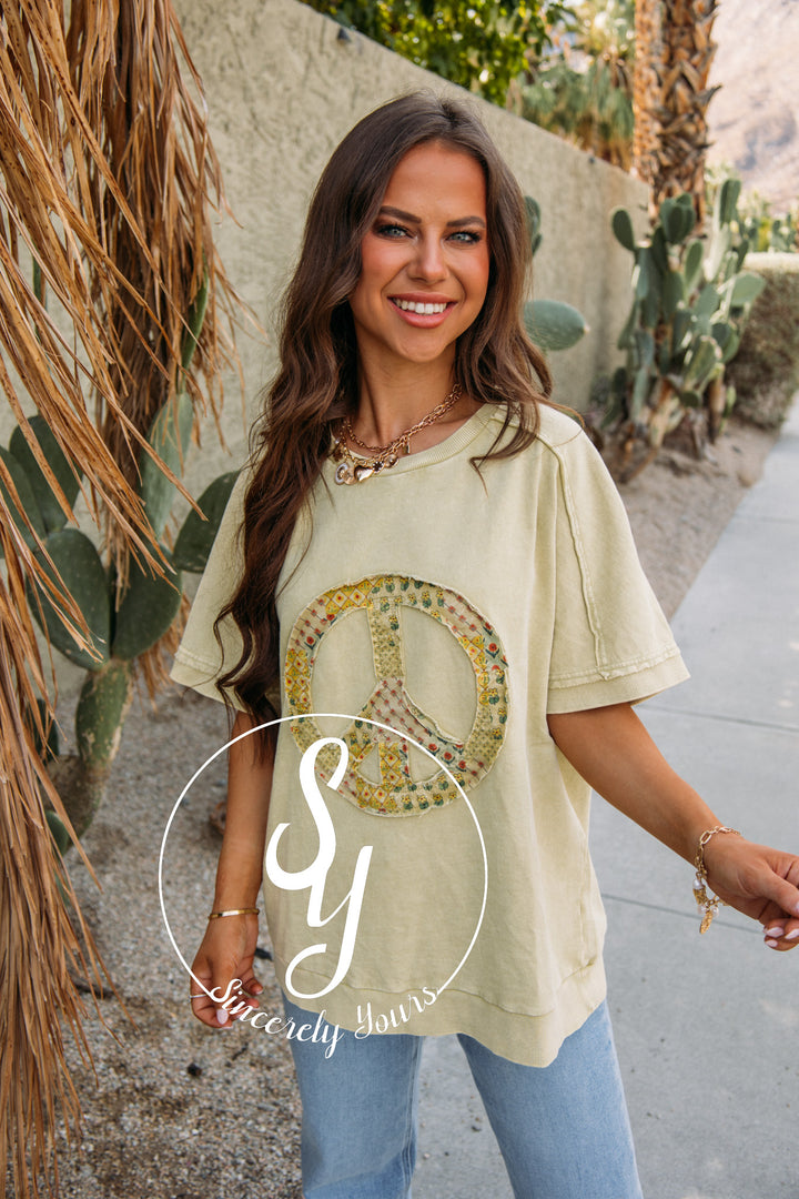 Peace And Petals Top- Sage