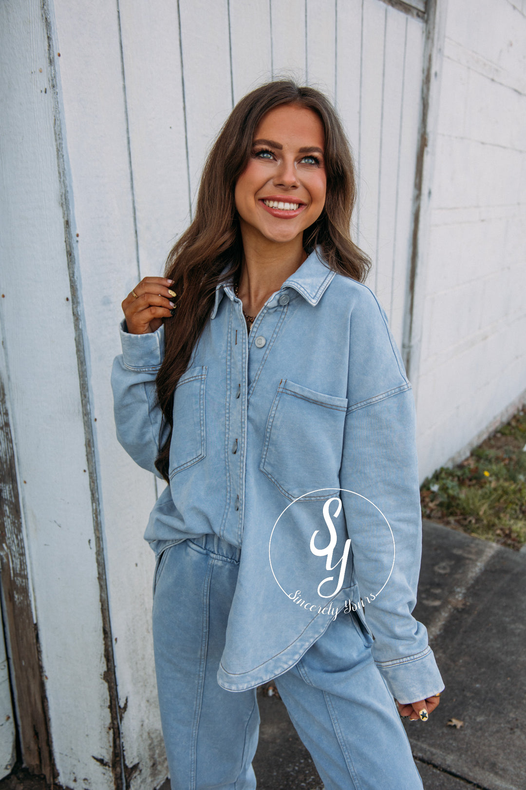 Cool Weather Shacket - Light Blue