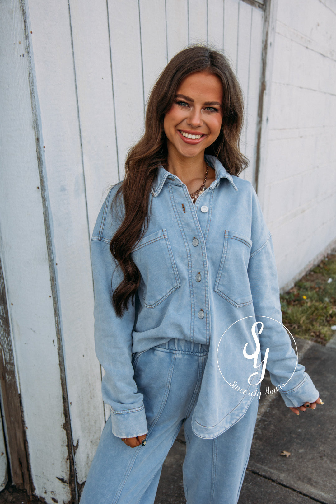 Cool Weather Shacket - Light Blue