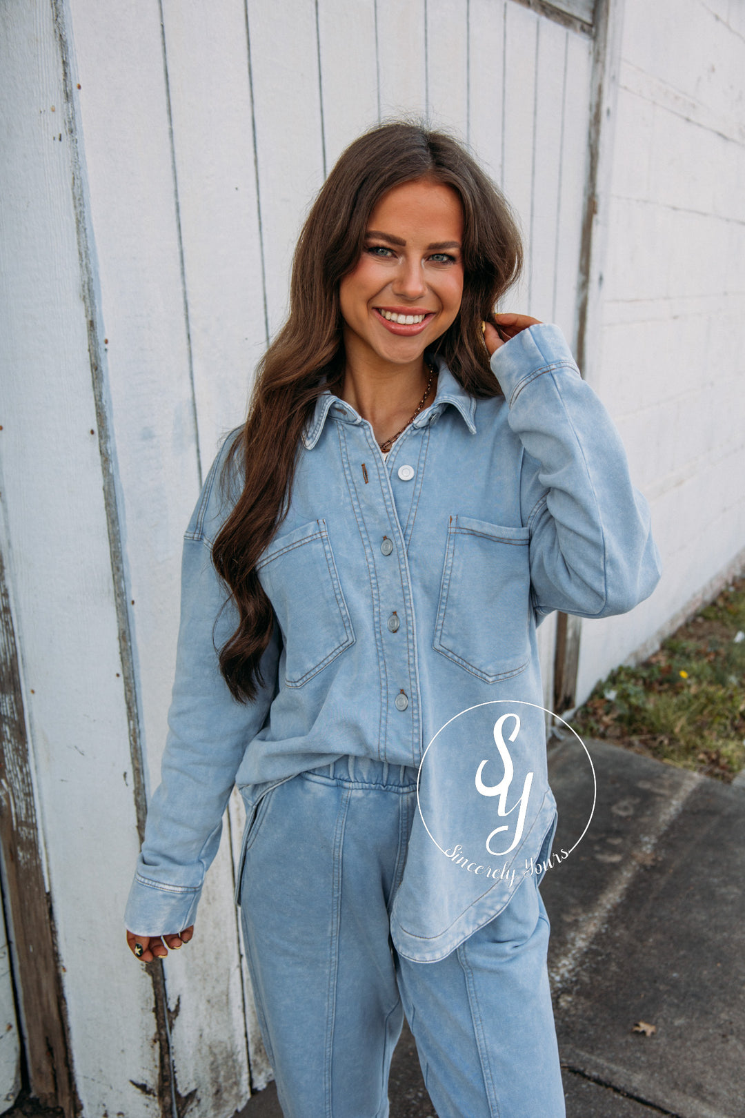 Cool Weather Shacket - Light Blue