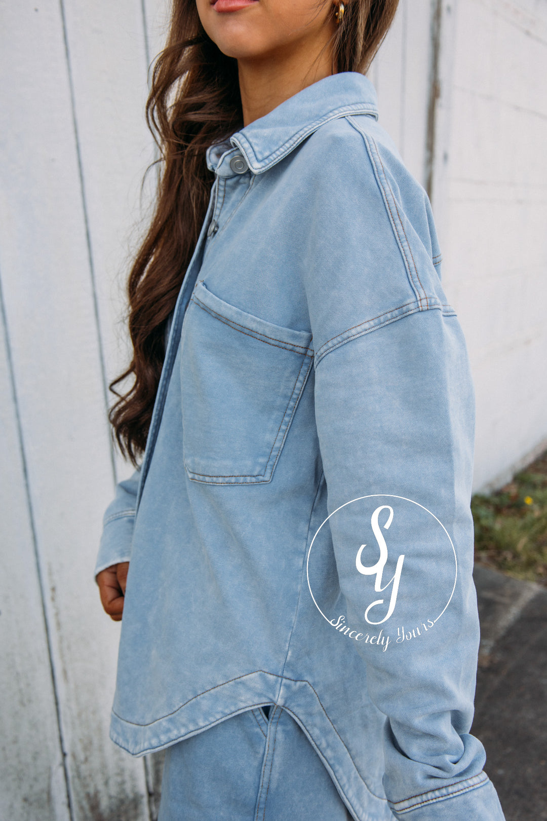 Cool Weather Shacket - Light Blue