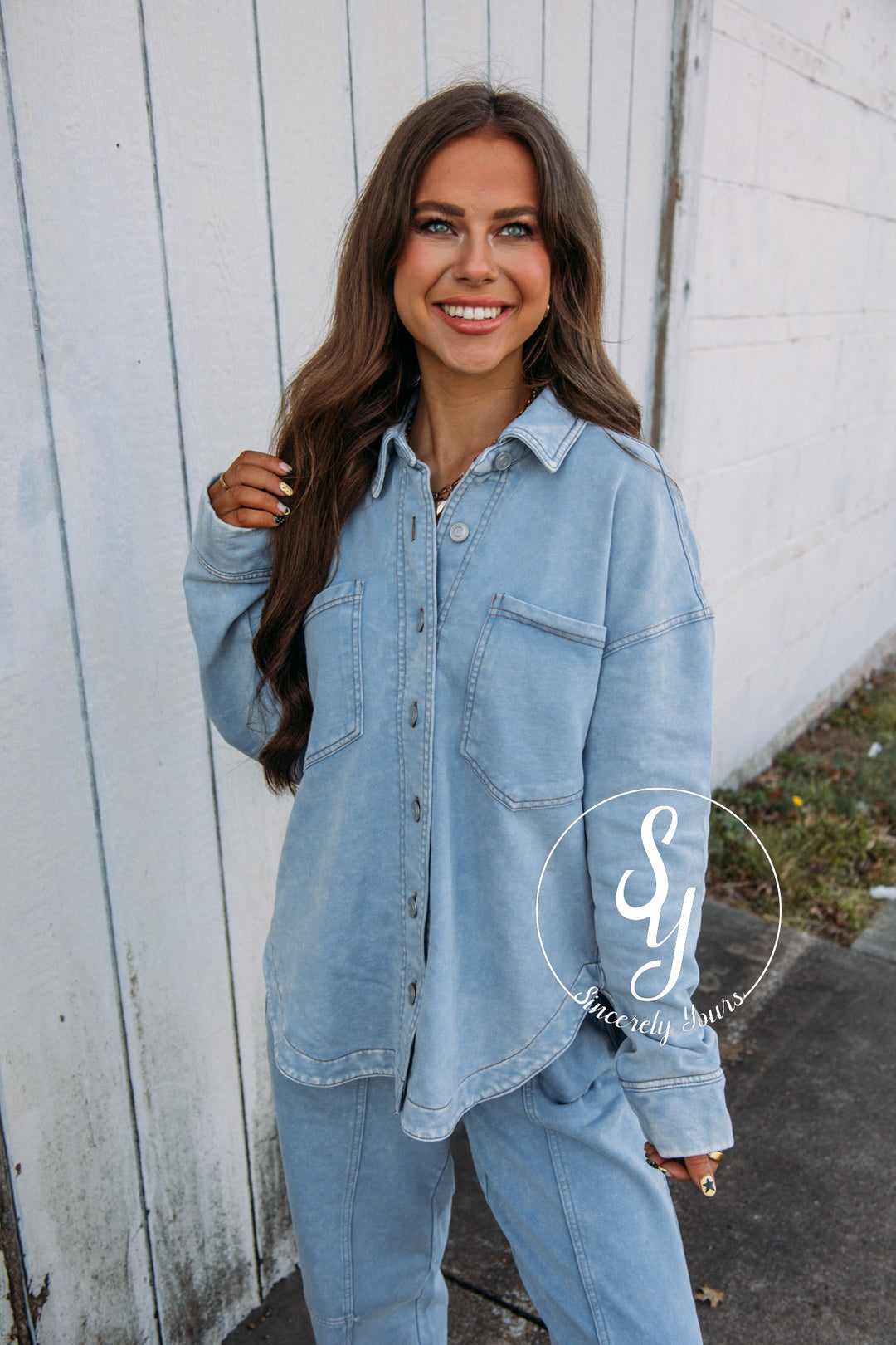 Cool Weather Shacket - Light Blue