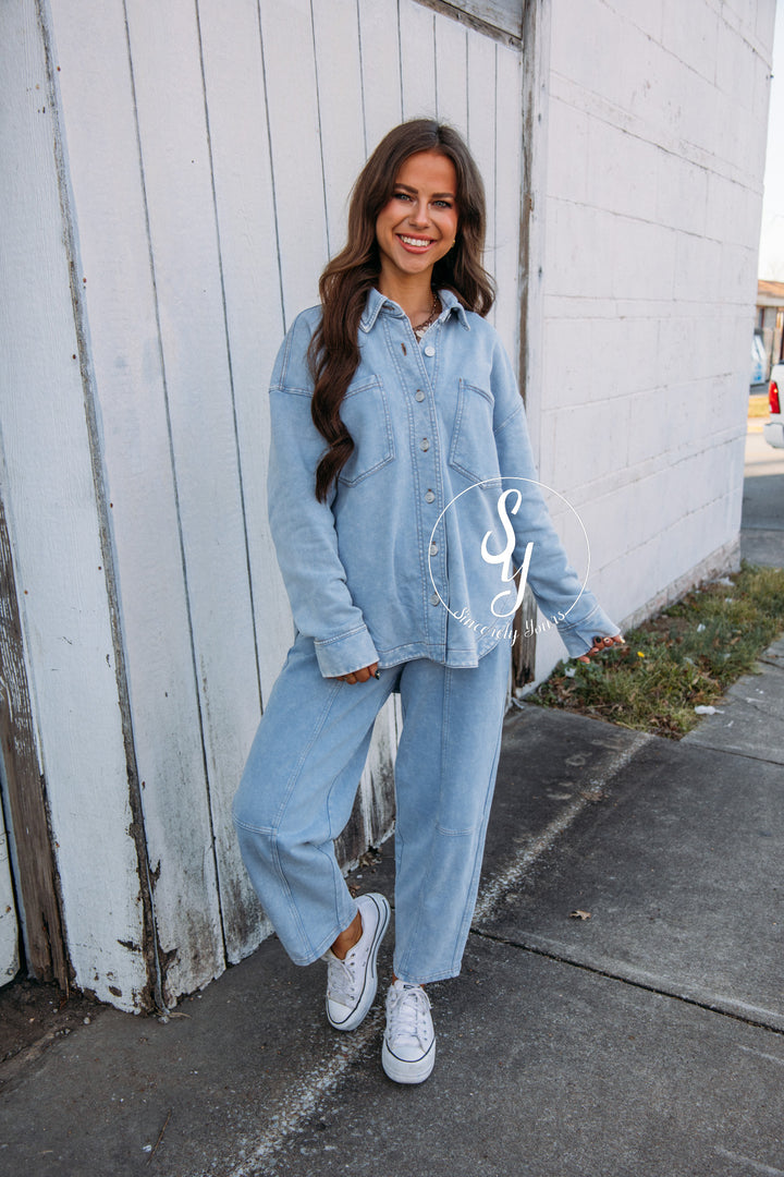Relax And Comfy Barrel Pants - Light Blue
