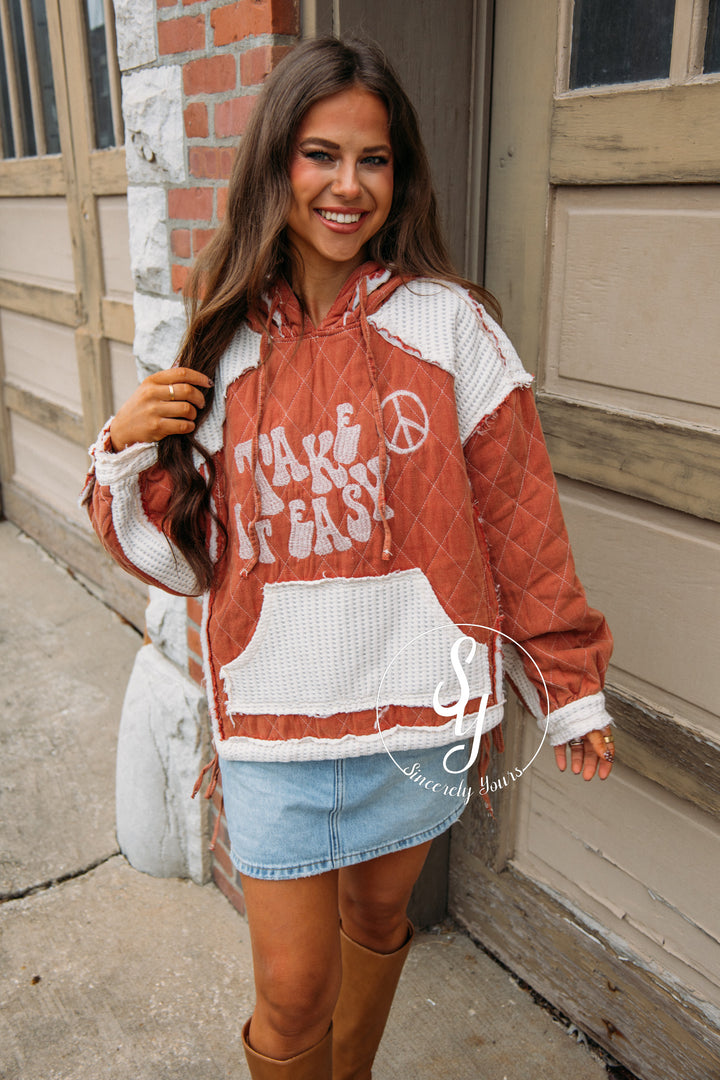 Take It Easy Hoodie - Brick Multi