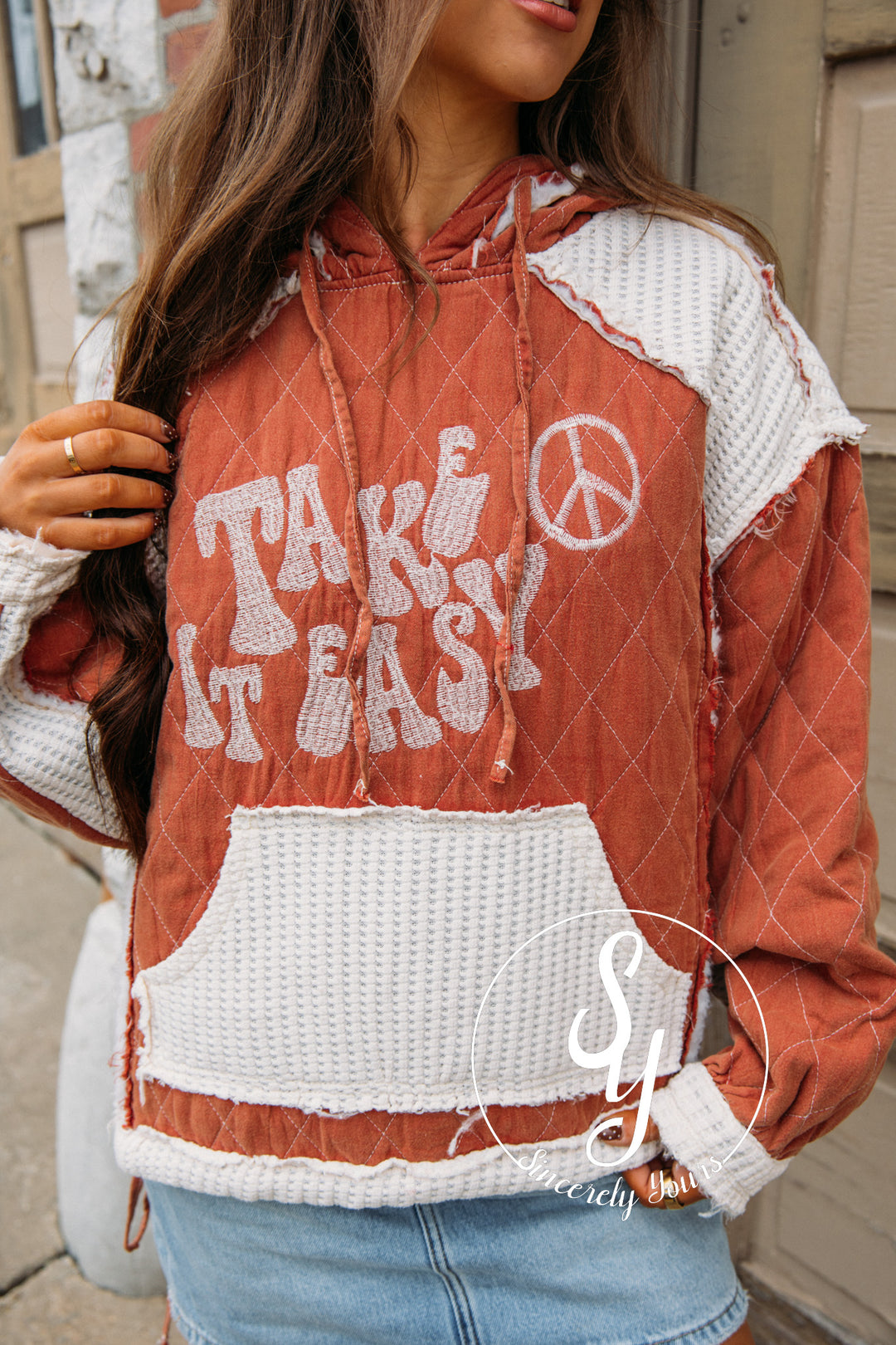 Take It Easy Hoodie - Brick Multi
