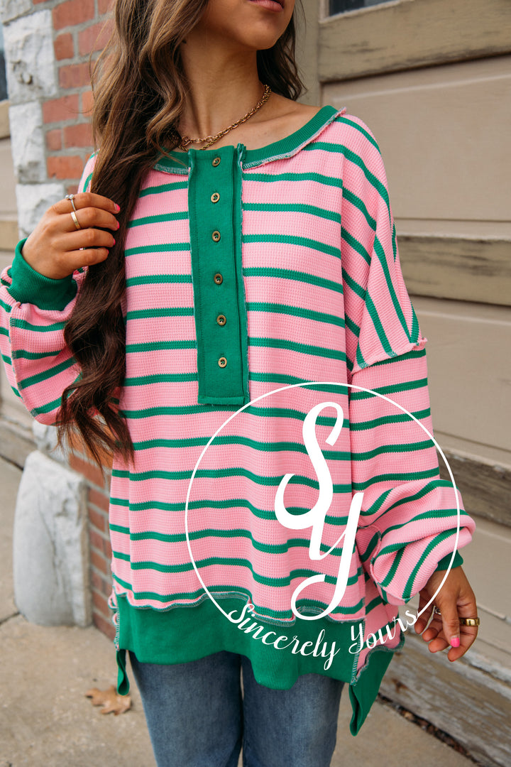 Layla Stripe Top -Pink/Green