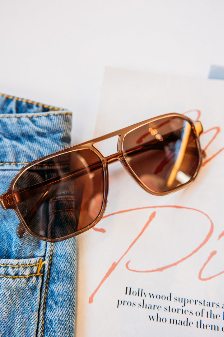 Billie Unisex Aviator Sunglasses - Brown