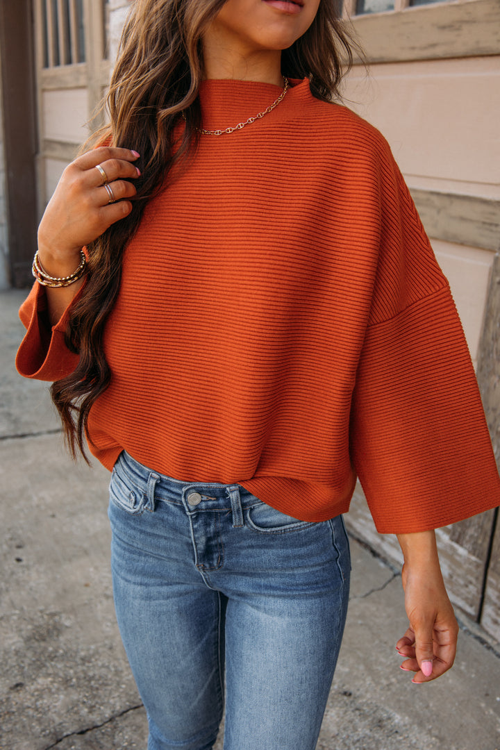 Switching Sides Sweater - Spicy Orange
