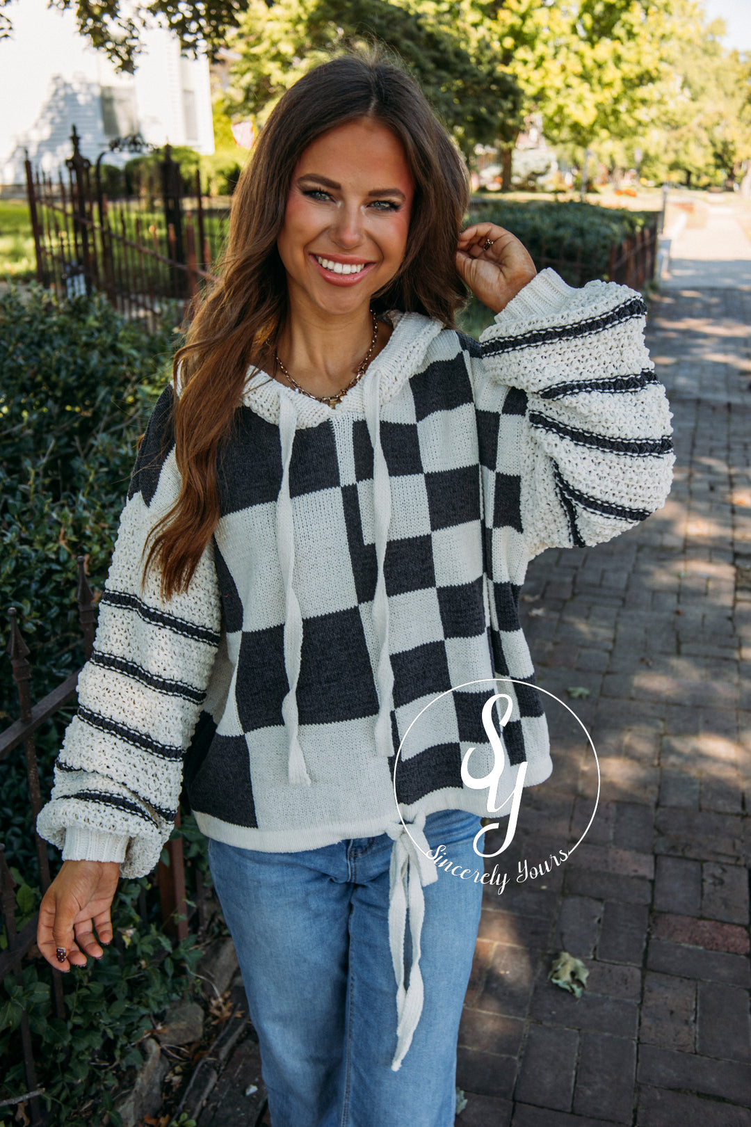 Check This Out Sweater- Black/ Ivory