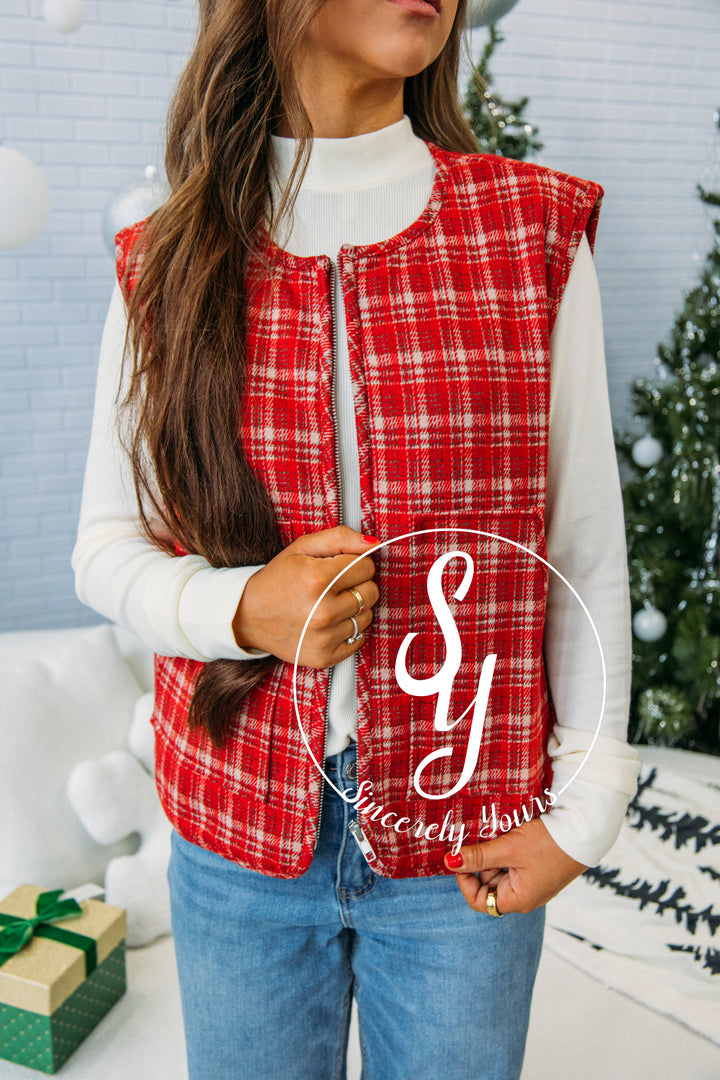 Countryside Vest - Red Plaid