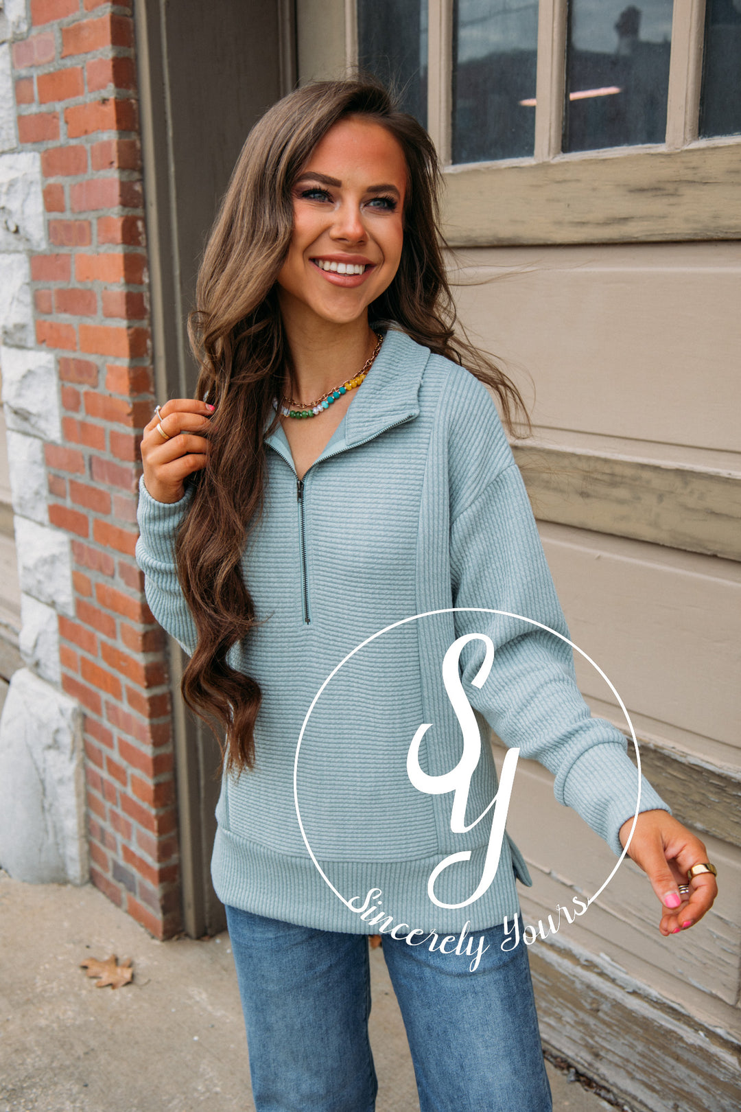 Casual Comfort Sweater - Aqua