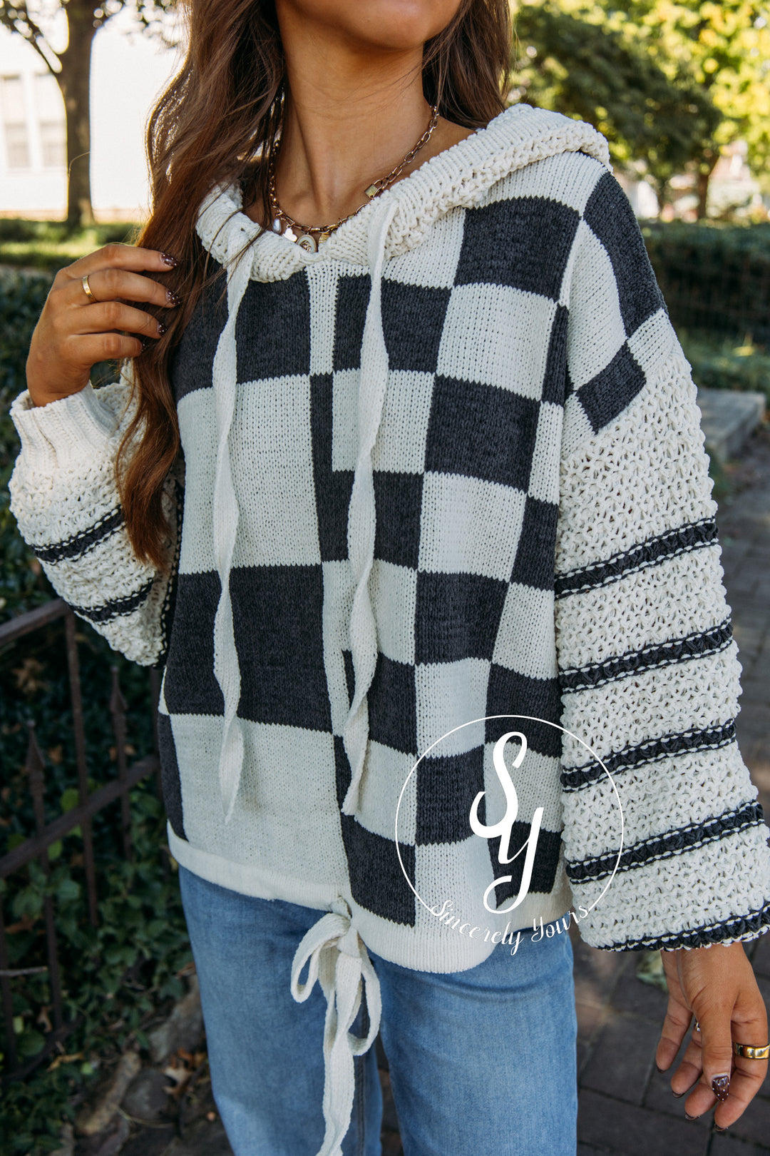 Check This Out Sweater- Black/ Ivory