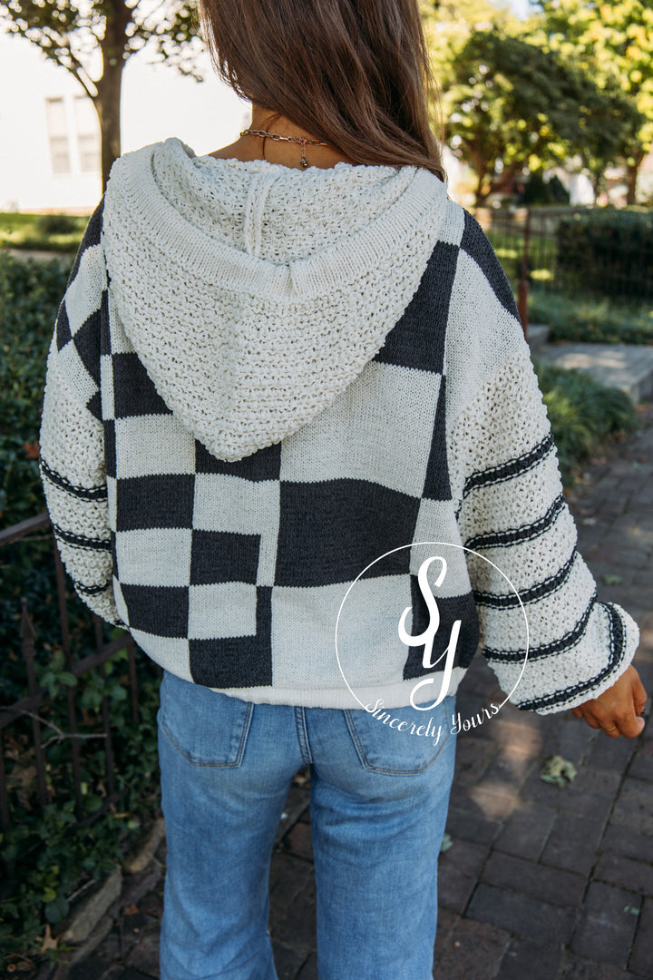 Check This Out Sweater- Black/ Ivory