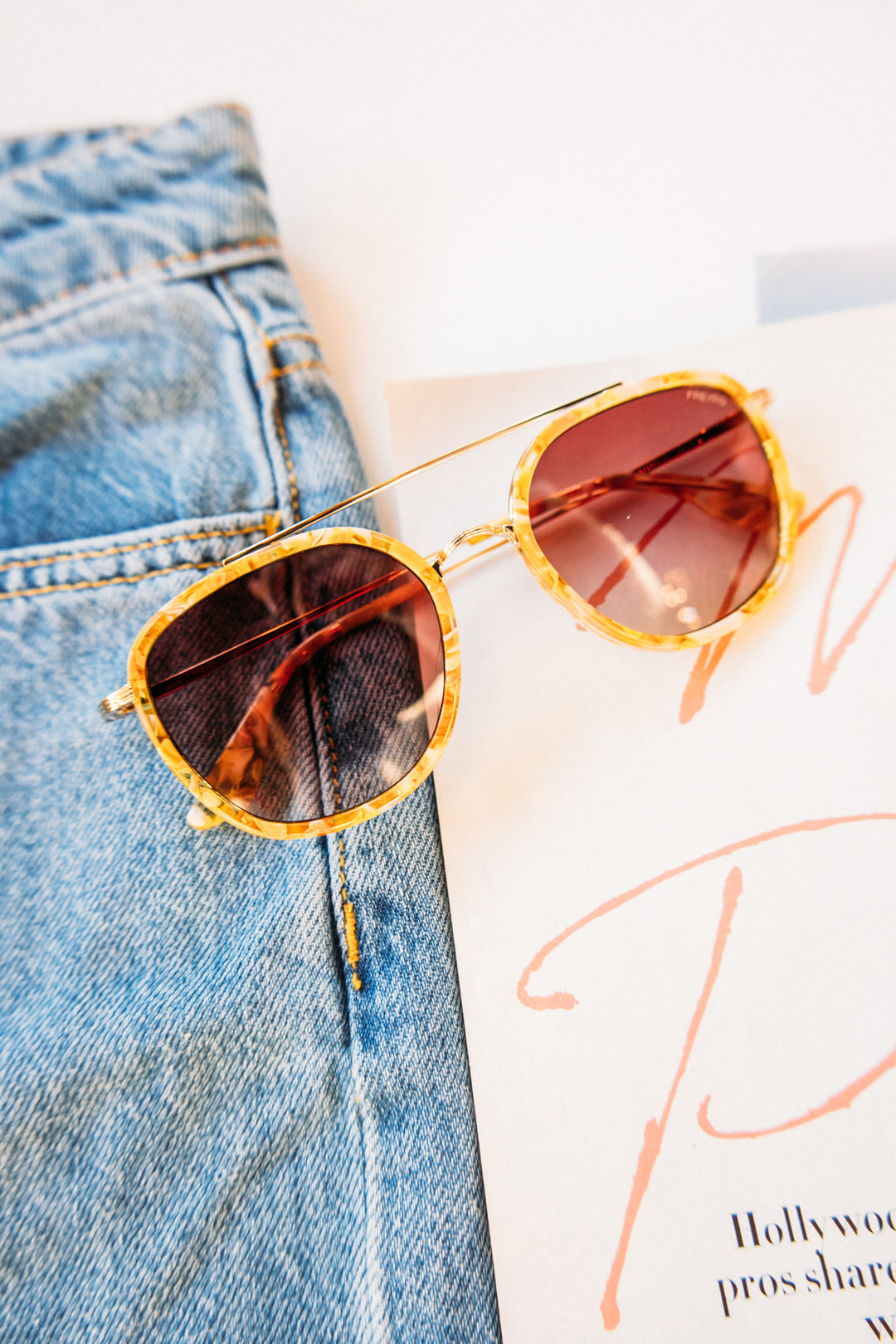 Weston Acetate Round Unisex Sunglasses - Yellow Tortiose