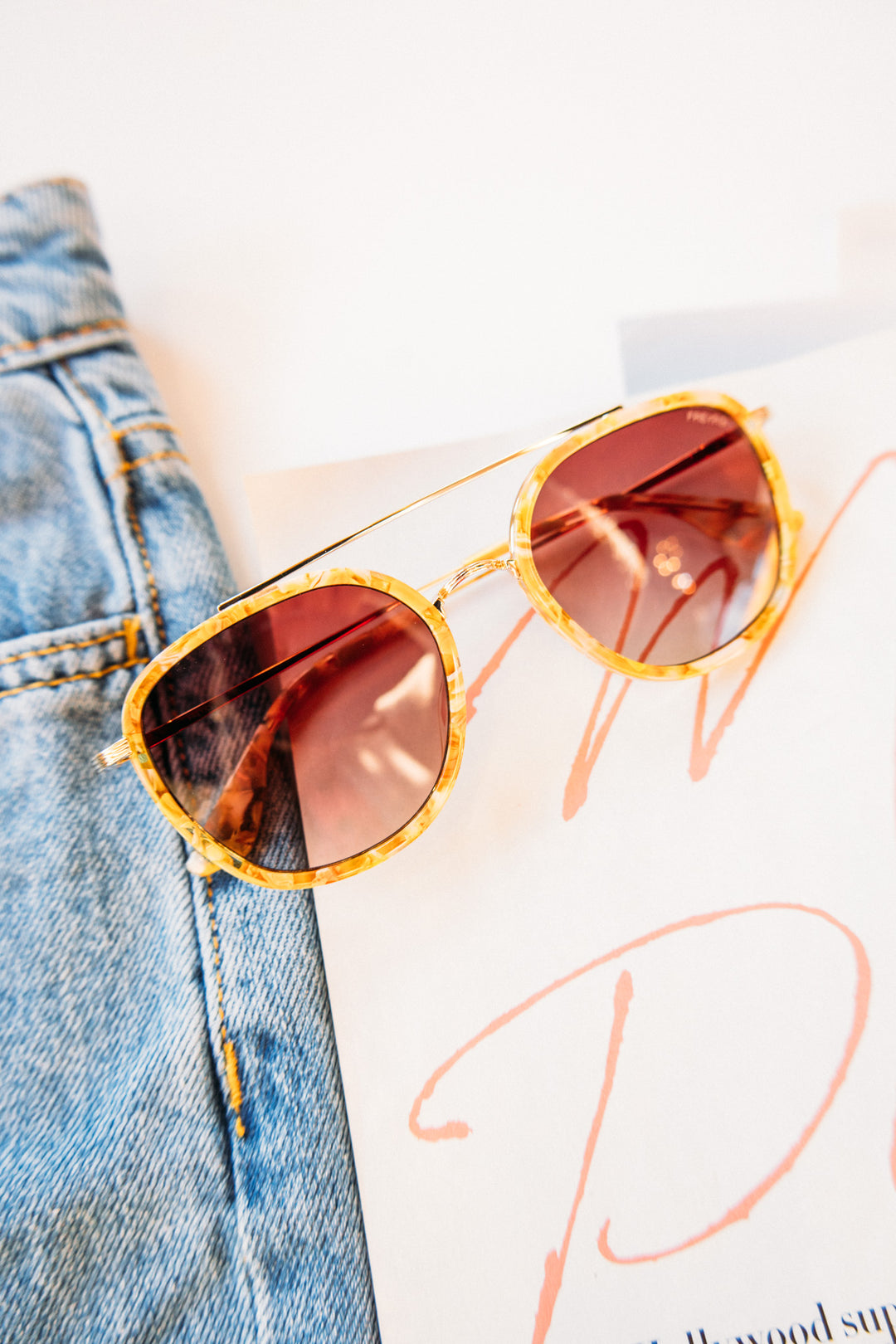 Weston Acetate Round Unisex Sunglasses - Yellow Tortiose