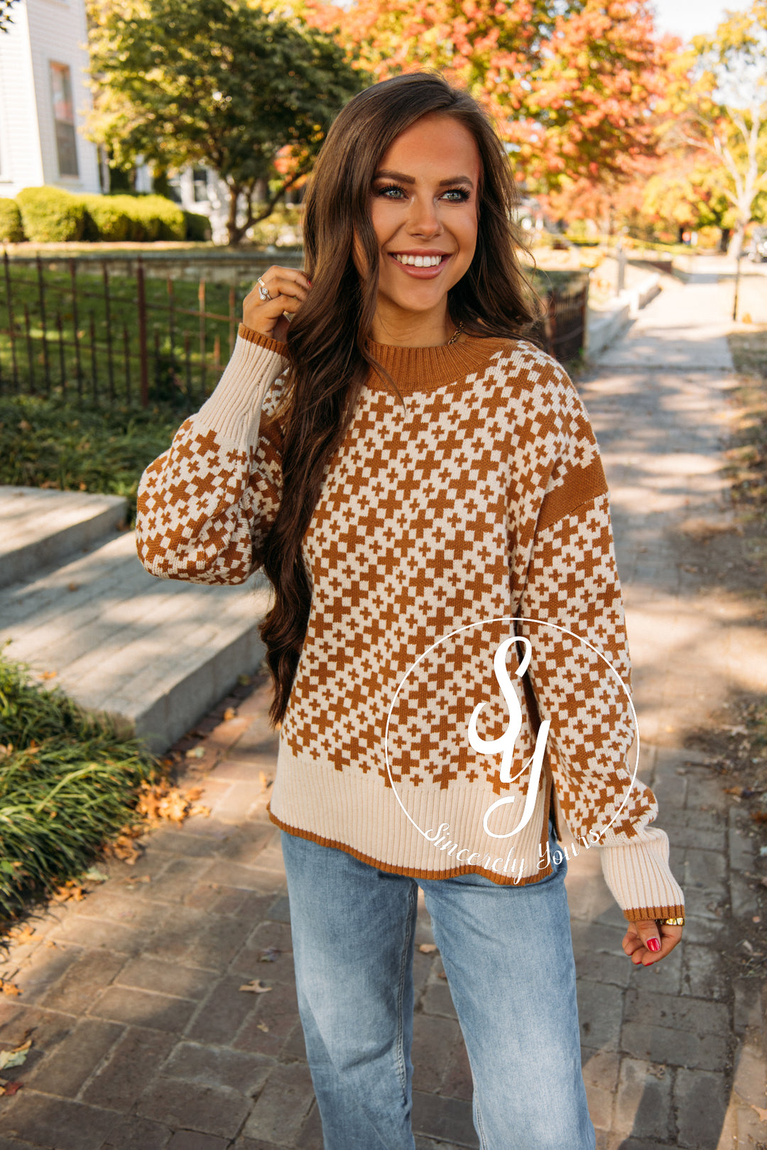 Thankful Babe Sweater- Taupe Cream