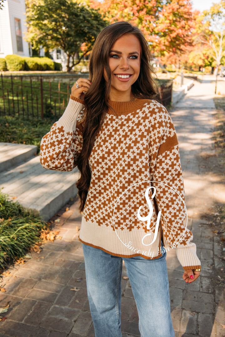 Thankful Babe Sweater- Taupe Cream