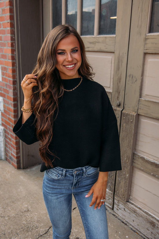 Switching Sides Sweater- Black