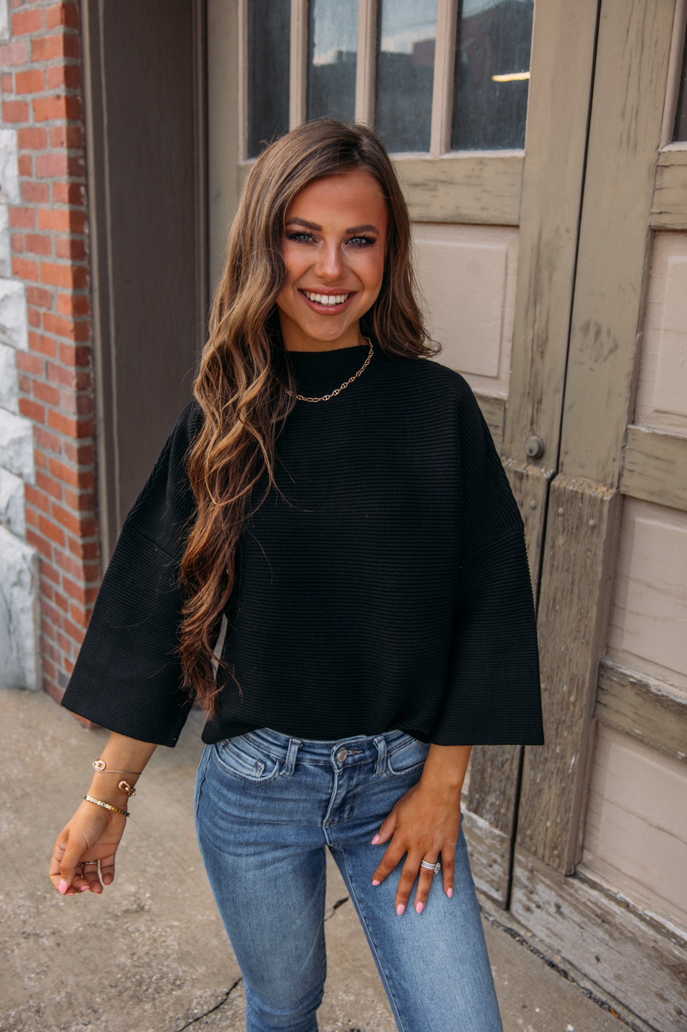 Switching Sides Sweater- Black