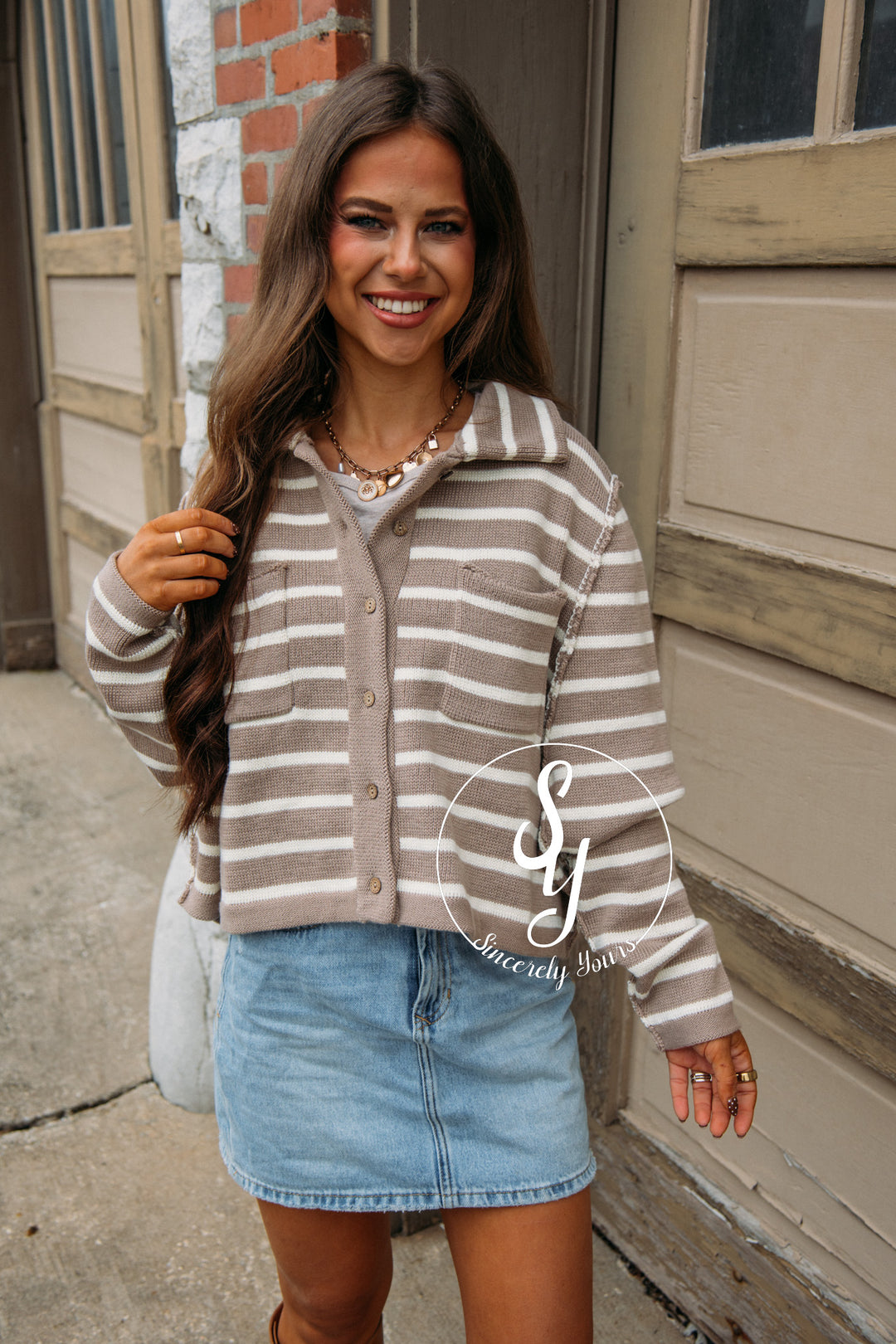 Feeling The Warmth Sweater Jacket - L. Mocha/ Cream
