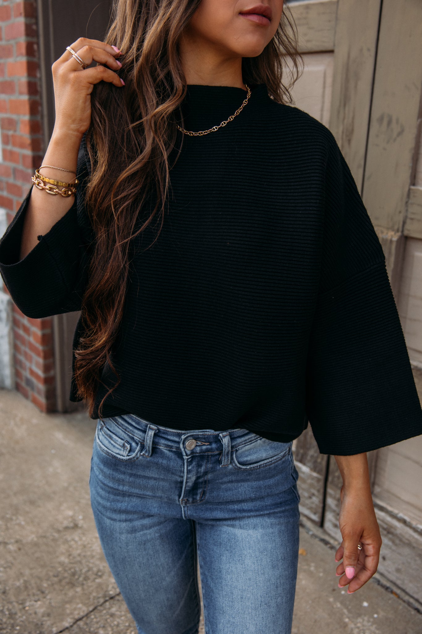 Switching Sides Sweater- Black