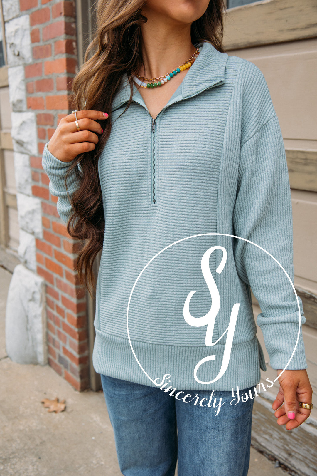 Casual Comfort Sweater - Aqua