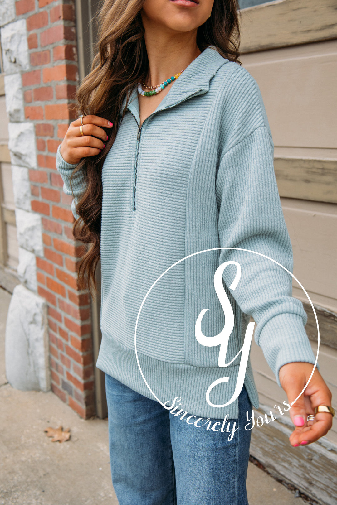 Casual Comfort Sweater - Aqua